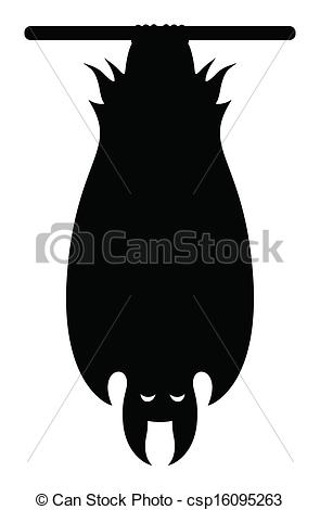 Clip Art Vector Of Vampire Bat Hanging Silhouette   Drawing Art Of Bat