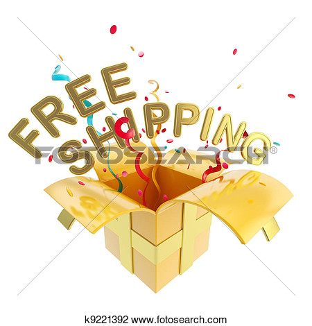 Clip Art   Word Free Shipping Inside A Gift Box  Fotosearch   Search
