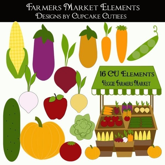 Farmers Market Veggies Whimsical Digital Clip Art Collection Instant