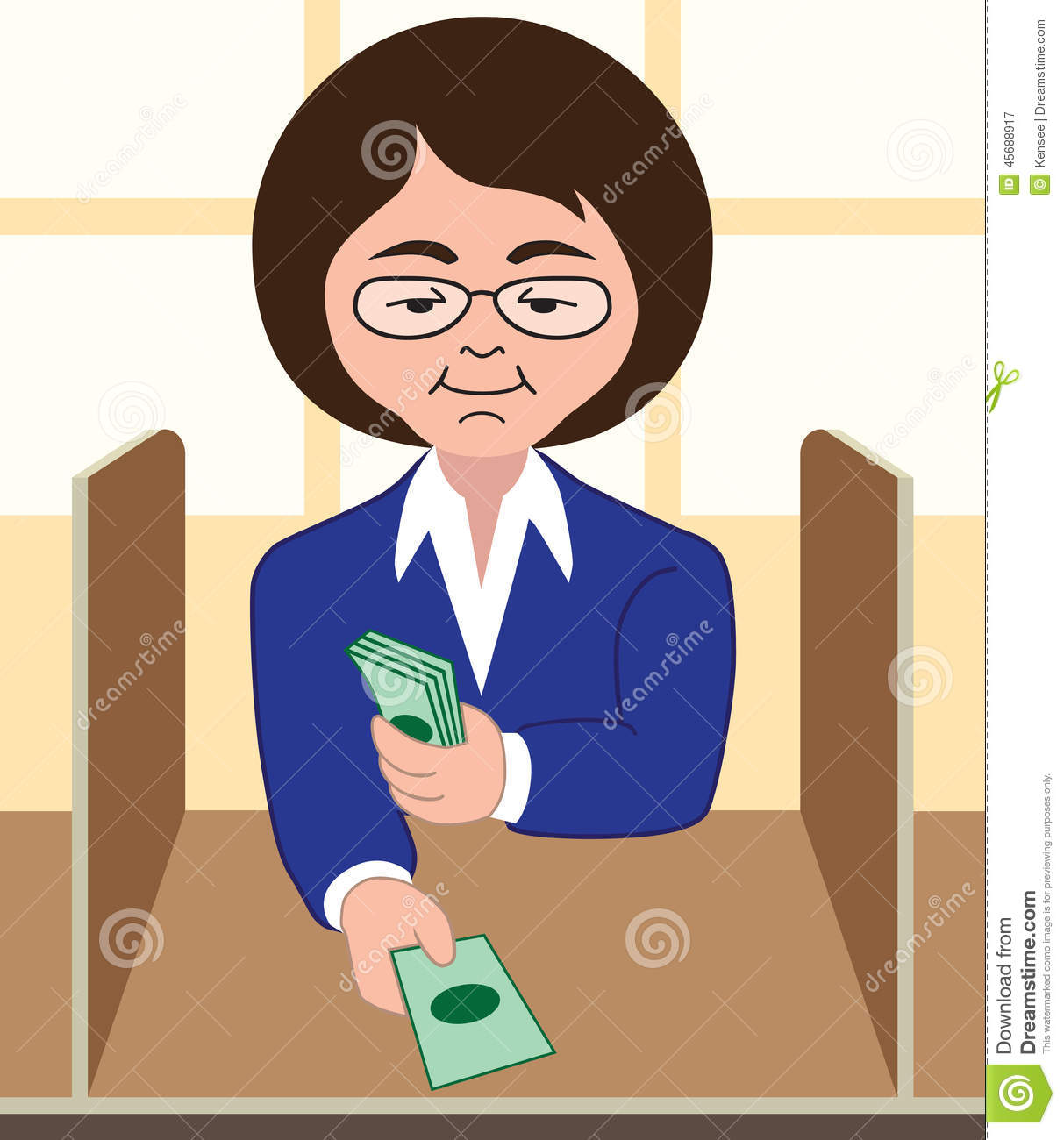 Female Bank Teller Conducting Cash Transaction