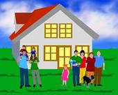 Illustration Of A Family With A House   Royalty Free Clip Art