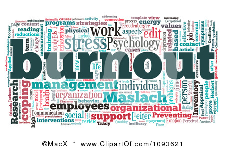 1093621 Clipart Work And Stress Burnout Word Collage Royalty Free