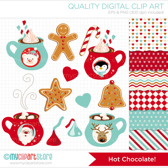 Clipart Combo   Hot Chocolate   Christmas Clip Art   Digital Clipart    