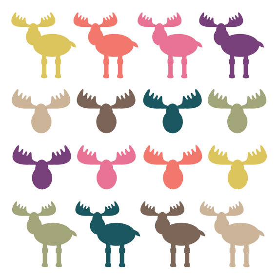 Moose Clipart Moose Heads Woodland Clipart Animal Clipart Antler Clip