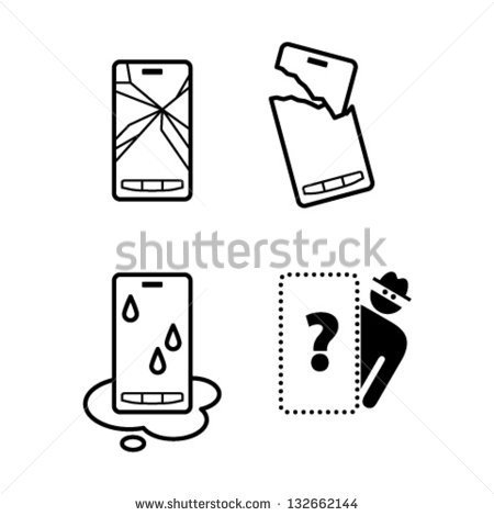 Pictograms   Icons Of Mobile Phone Damage  Cracked Screen Broken Case
