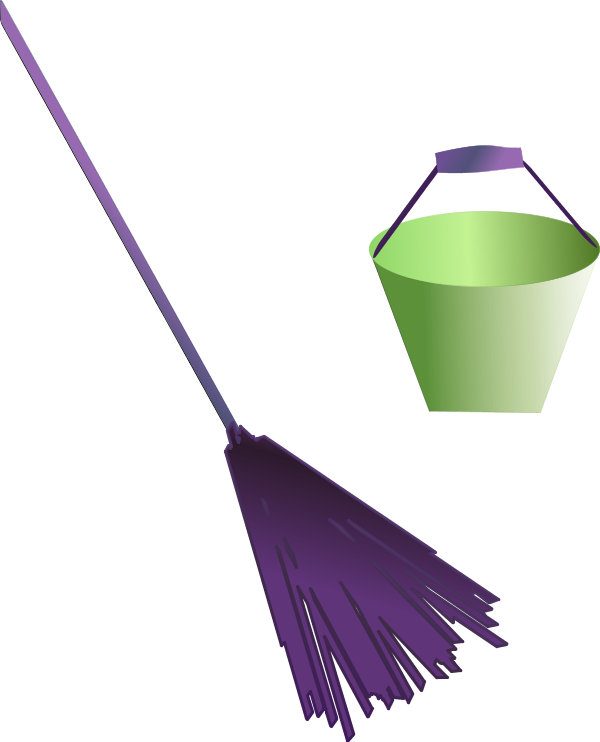 Bucket Broom Vector Clip Art