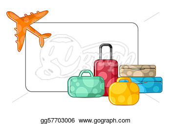 Clip Art   Illustration Of Airplane Taking Off With Luggage On White