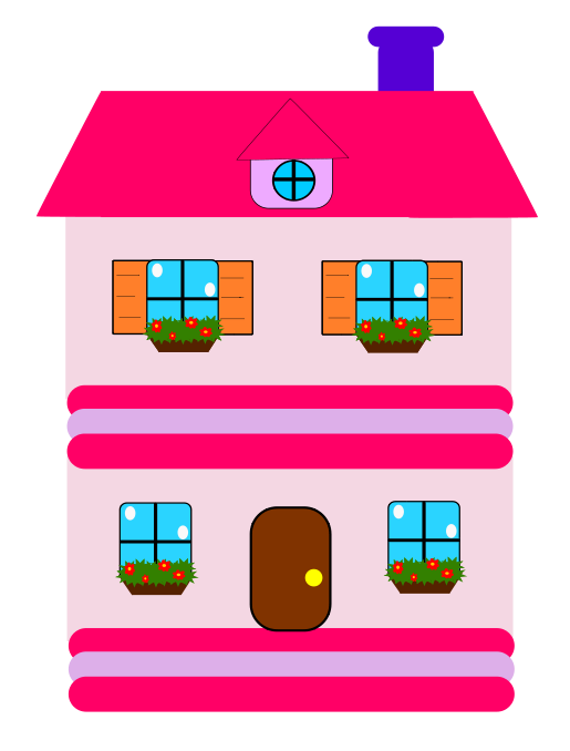 Free Pink Cartoon House Clip Art