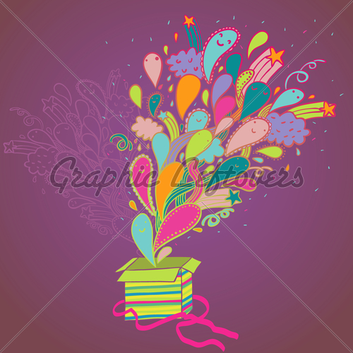 Gift Box With Colorful Burst   Gl Stock Images