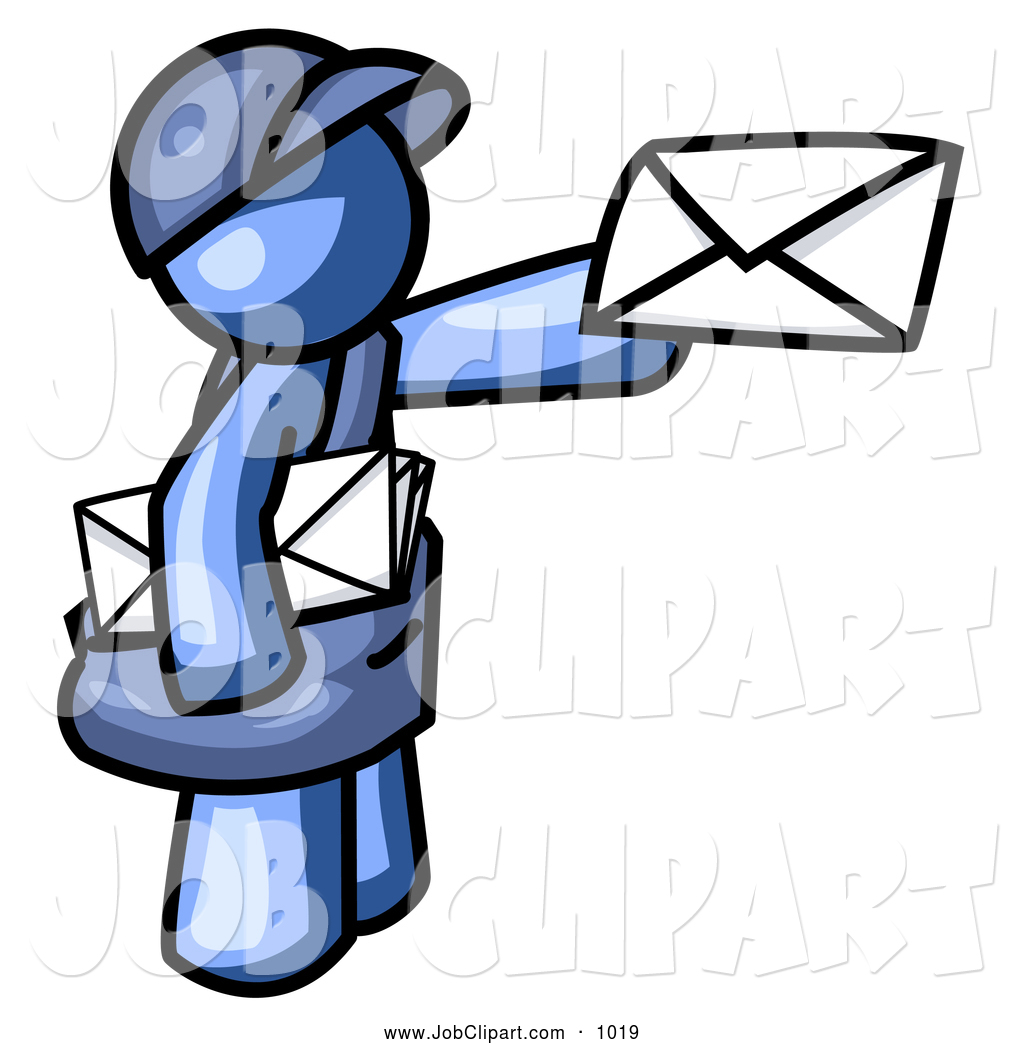 Job Clip Art Of A Blue Mail Package Delivery Man Delivering A Letter