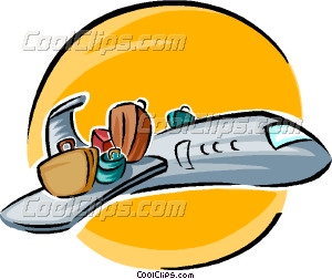 Luggage On Wing Of Plane Vector Clip Art