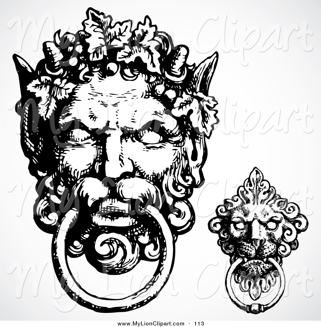 Black And White Gargoyle Door Knockers Lion Clip Art Bestvector