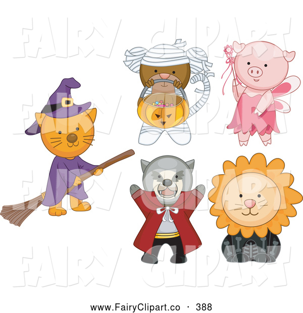 Clip Art Of A Cat Monkey Pig Tasmanian Devil And Lion In Generic