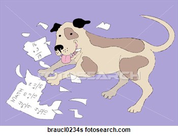 Dog Ate My Homework  Fotosearch   Search Clip Art Drawings Fine Art