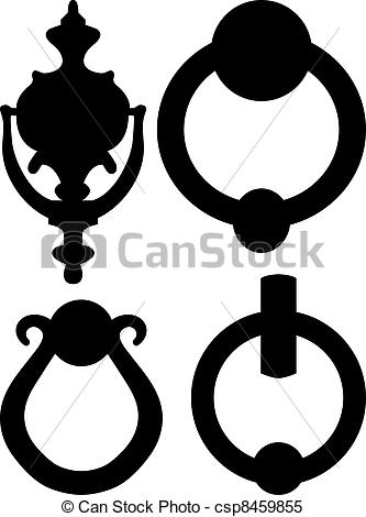 Vector   Set Of Door Knocker Silhouettes   Stock Illustration Royalty