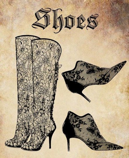 Victorian Lace Shoes Boots Clip Art Png File Word Text Digital Graphi