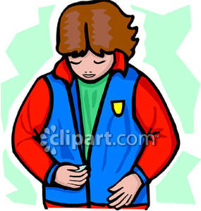 Woman Zipping Up Her Jacket   Royalty Free Clipart Picture