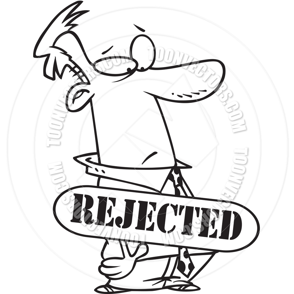 Cartoon Man Rejected  Black And White Line Art  By Ron Leishman   Toon