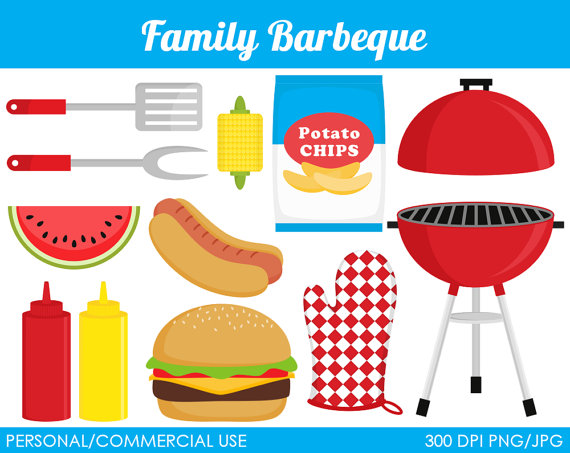 Family Barbeque Clipart   Digital Clip Art Graphics For Personal Or