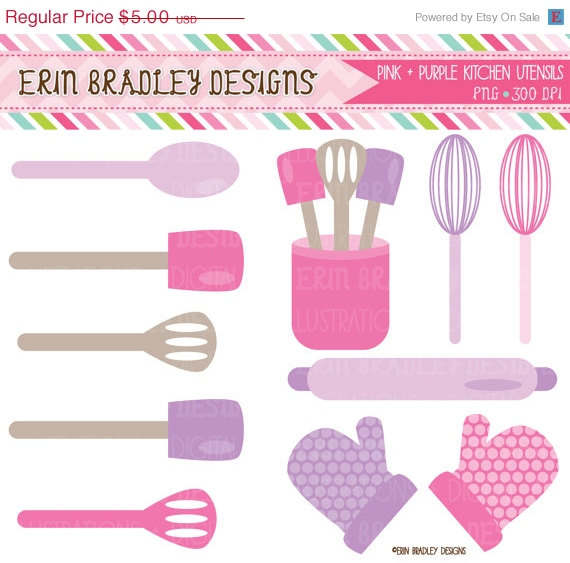 50  Off Sale Baking Kitchen Clipart Graphics Pink   Purple Cooking
