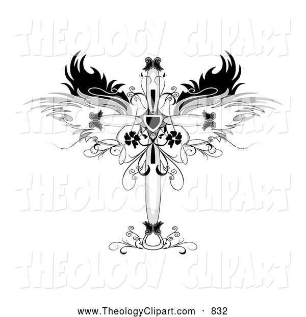 Cross With Wings Clip Art