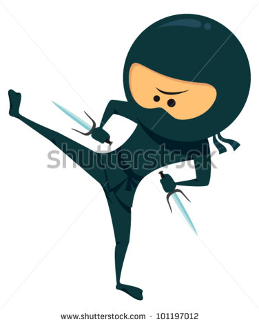 Ninja Kick Clip Art Cute Ninja With Sai Weapon