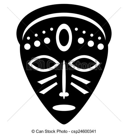 African Masks Isolated On White  Vector Icons For Tribal Designs