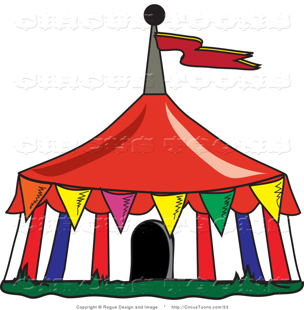 Circus Clipart Of A Colorful Triangular Flags Around A Big Top Circus