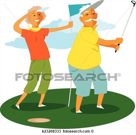 Clipart   Senior Couple Playing Golf   Fotosearch   Search Clip Art    