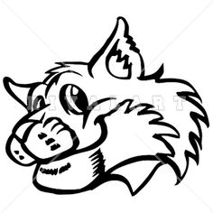 Mascot Clipart Image Of Black White Wildcats Bobcats Graphic Smiling