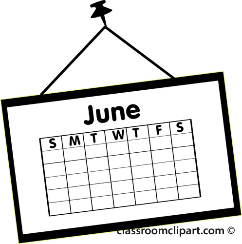 Calendar   Calendar June Outline 2   Classroom Clipart