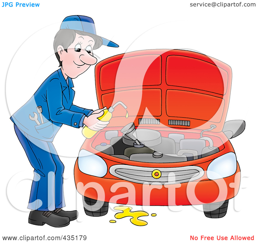 Free  Rf  Clipart Illustration Of A Car Mechanic Changing The Oil