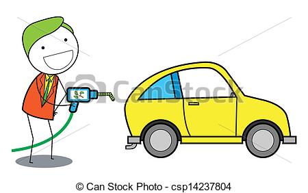 Vector   Man Using Gas Oil For Car   Stock Illustration Royalty Free