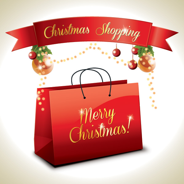 Christmas Shopping Vector Graphic   Shopping Bag Decorations