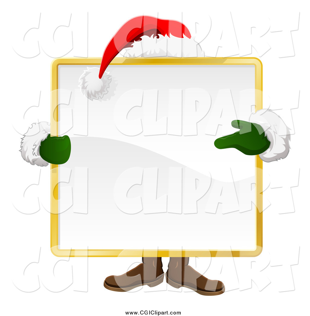 Clip Art Of A Santa Behind A Large Square Sign By Atstockillustration