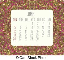 June 2016 Monthly Calendar   June 2016 Vector Monthly