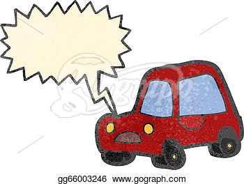 Retro Cartoon Car Honking Horn  Clipart Drawing Gg66003246
