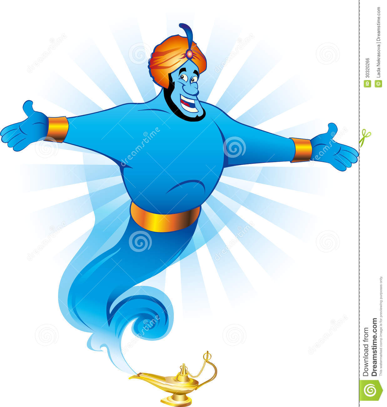 Illustration Of Magic Genie Appear From Magic Lamp