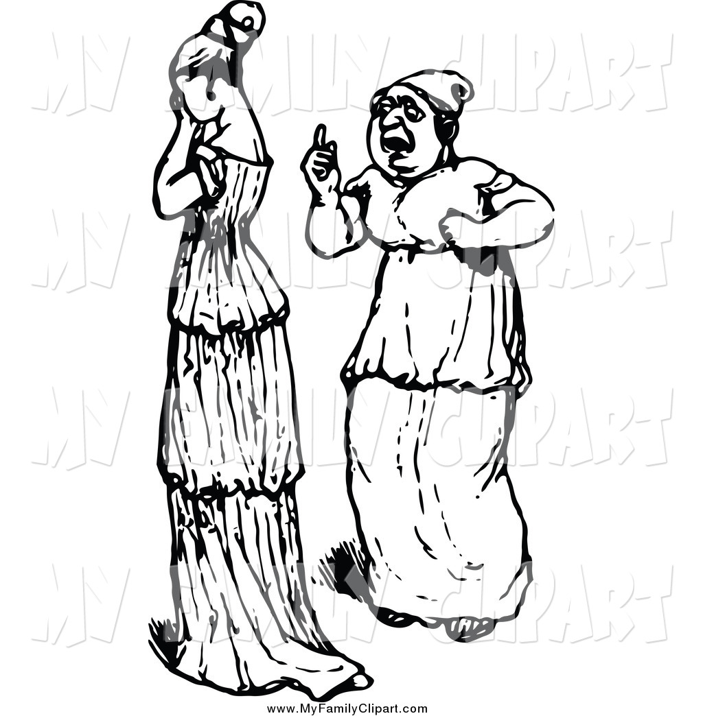 Larger Preview  Clip Art Of A Vintage Black And White Woman Talking To