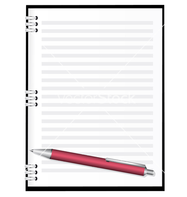 Notepad And Pen Clipart Notebook With Red Pen Vector