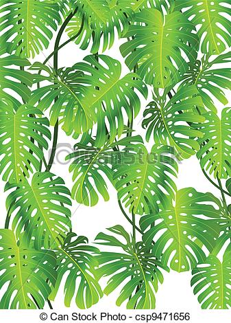 Clip Art Vector Of Tropical Plant Background   Vector Illustration Of