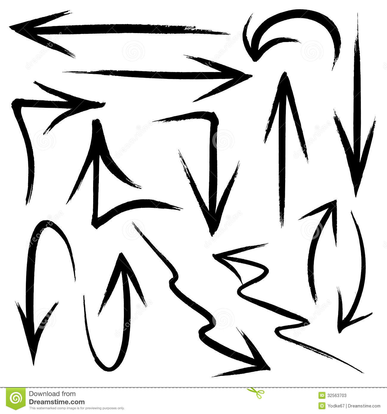 Collection Of Hand Drawn Doodle Style Arrows In Various Directions And