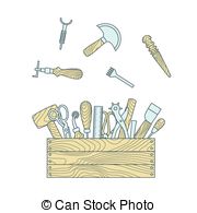 Leather Craft Tools In Toolbox Vector Illustration Clip Art Vector