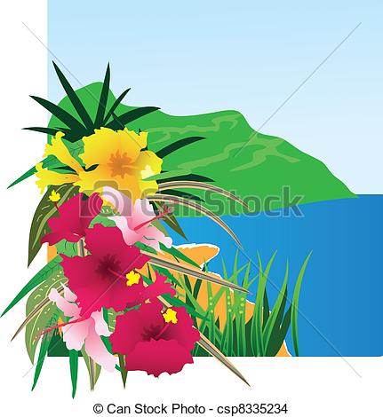 Vector   Background With Tropical Plants   Stock Illustration Royalty