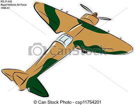 Vector   Pzl P 24g Ww2 Combat Plane   Stock Illustration Royalty Free