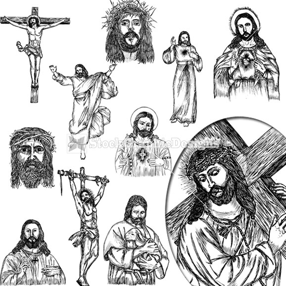Jesus Christ Hand Drawn Vector Clip Art Images   Stockgraphicdesigns