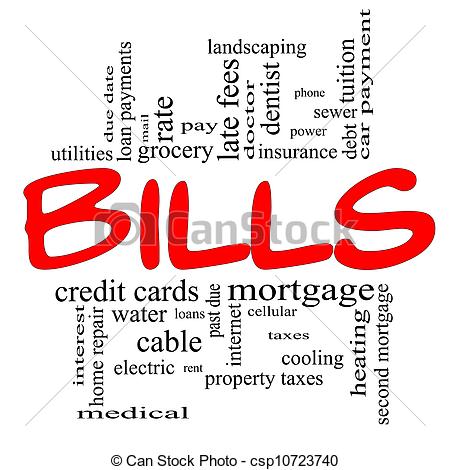 Paying Bills Clipart Bills Word Cloud Concept In