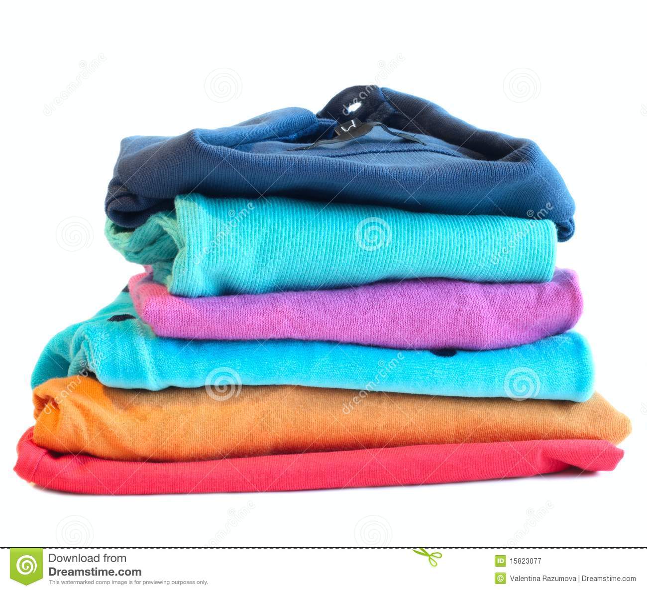 Pile Of Coloured Clothes From The Laundry Royalty Free Stock