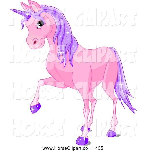 Clip Art Of A Cute Purple Unicorn With Sparkly Hair And Hooves By