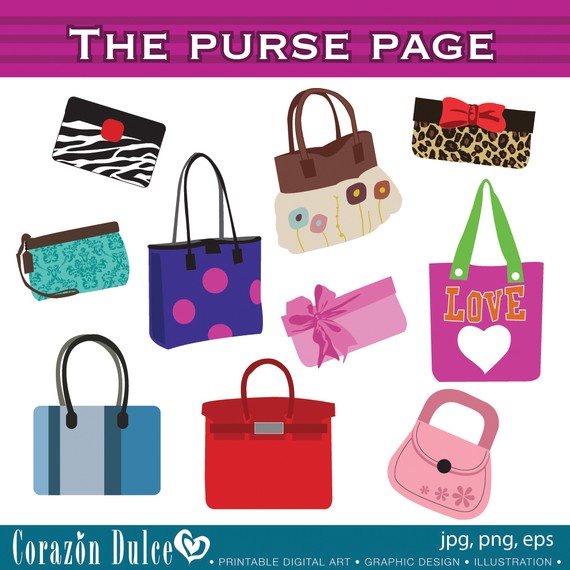 Commercial Use Clip Art  Purse Handbags Cute Handbags  Pretty Purses